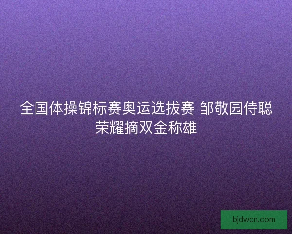全国体操锦标赛奥运选拔赛 邹敬园侍聪荣耀摘双金称雄
